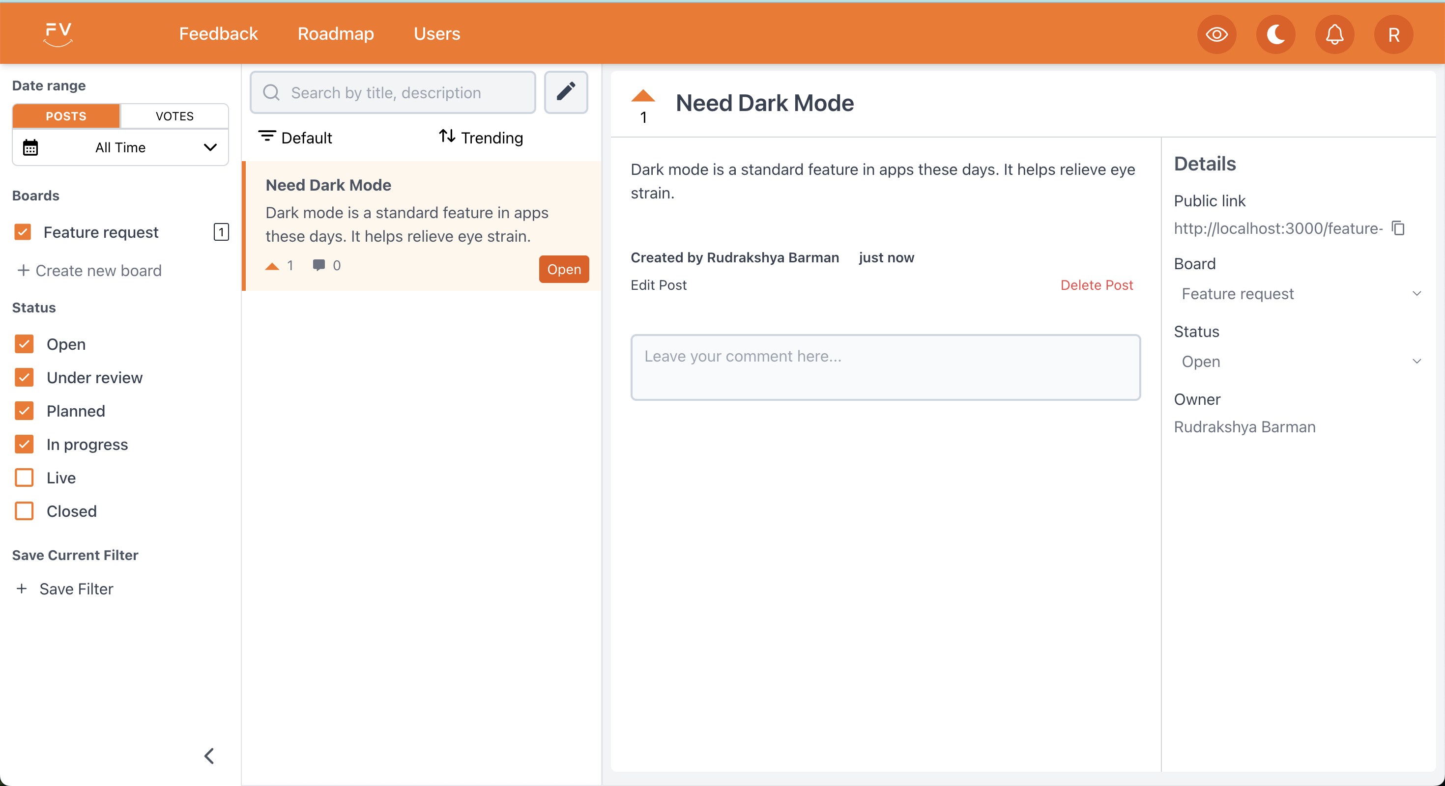 Feature Request Board
